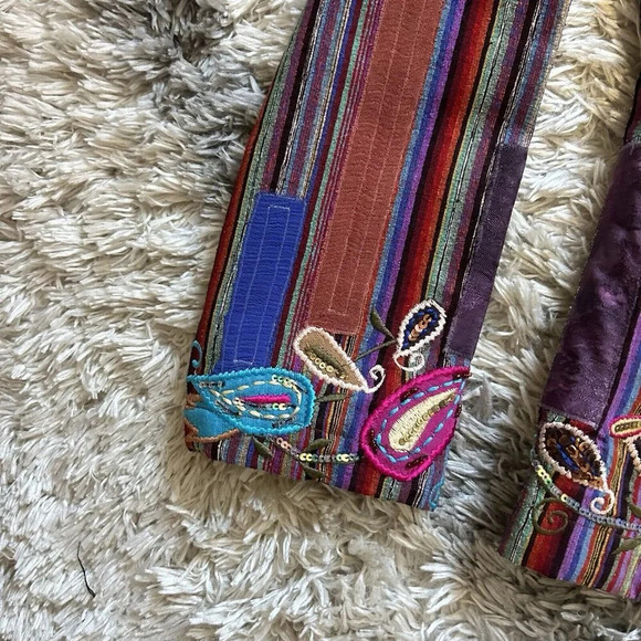 National Geographic Purple Patchwork Open Front Silk Boho Blazer Sz Medium M - Picture 3 of 8